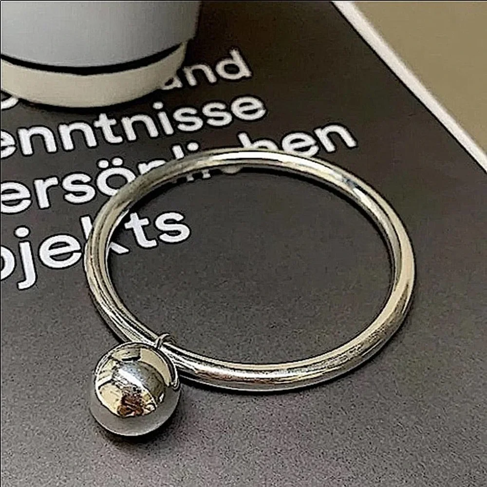 STERLING SILVER CHARM BALL BANGLE BRACELET